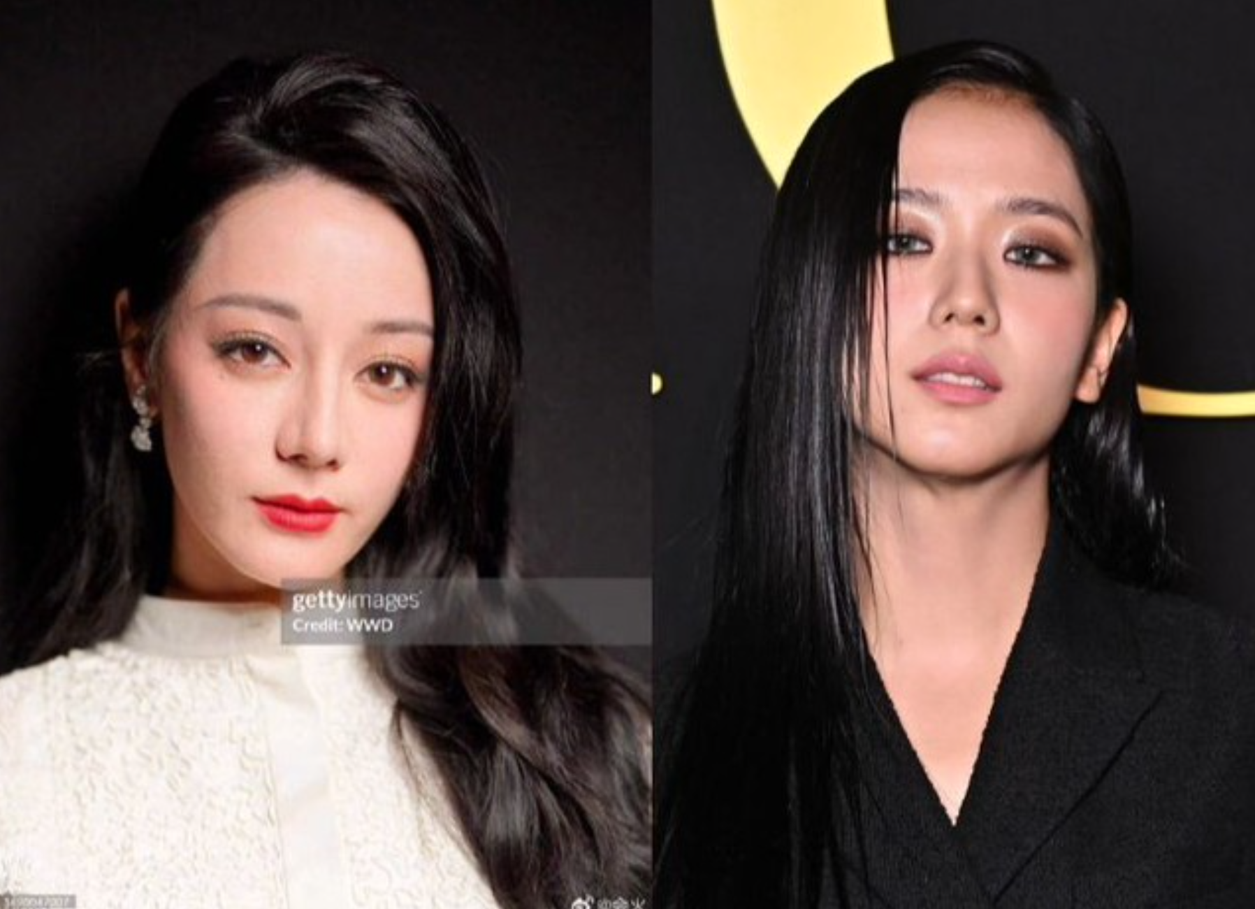 Jisoo sang trọng, quyền lực, phá cách trong trang phục đen. Địch Lệ Nhiệt Ba thanh lịch, tao nhã với chiếc đầm trắng. Cả hai đều diện set đồ tới từ bộ sưu tập mới nhất của Dior.