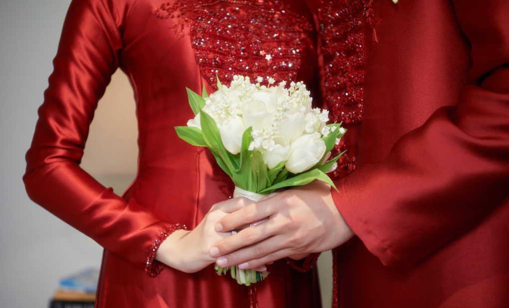 Bó hoa cầm tay của cô dâu Doãn Hải My. Ảnh: Linh Lê Chí