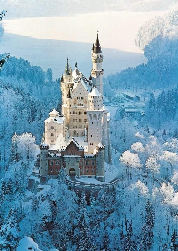 Khung cảnh lâu đài Neuschwanstein vào mùa đông giống như trong bộ phim Frozen vậy.