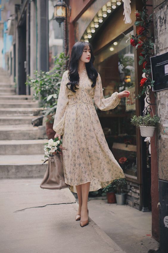 váy maxi hoa dáng dài - Đầm Quỳnh Anh Luxury Fashion