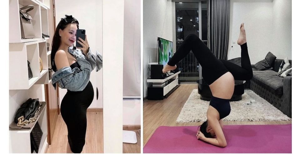 DJ Tít tập yoga 'thế khó' ở tháng thứ 8 thai kỳ khiến dân tình nể phục
