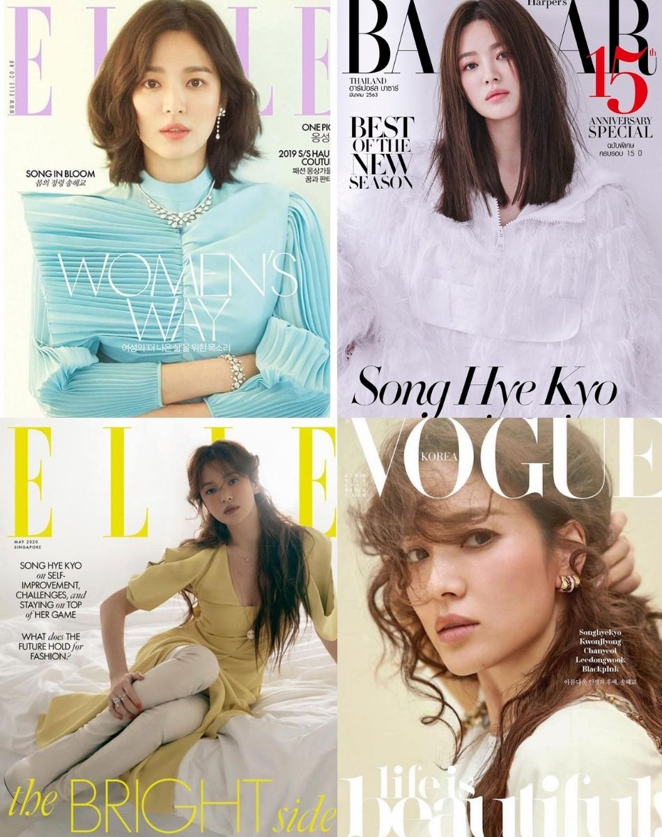 Song Hye Kyo được xem là 'nữ hoàng tạp chí' khi thường xuyên xuất hiện trên trang bìa của các tạp chí danh tiếng.