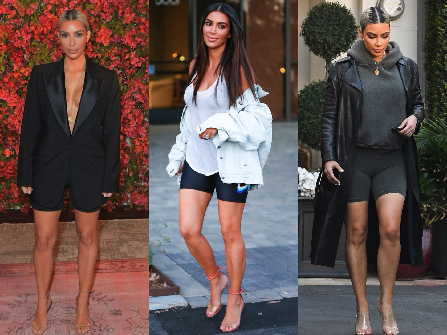 Một trong những sao nữ nổi tiếng nhiệt tình 'lăng xê' mốt quần biker nhất chính là Kim Kardashian. Chỉ với những chiếc quần đơn giản, cô nàng đã mix với nhiều item khác và sáng tạo nên những bộ outfit đầy ấn tượng