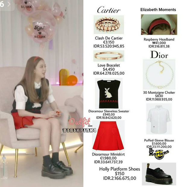 Jisoo diện nguyên một set đồ của thương hiệu Dior do cô nàng làm đại diện. Set đồ này khiến Jisoo trông rất xinh xắn và dễ thương. Tổng giá trị outfit của Jisoo khoảng 325 triệu đồng.