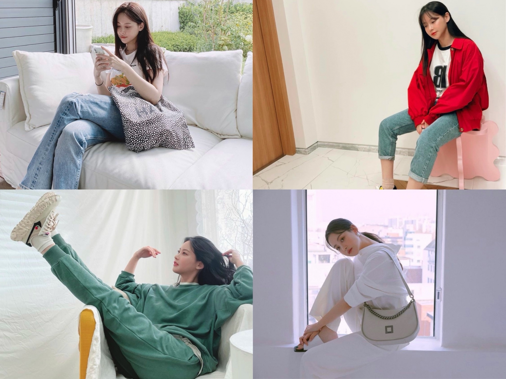 Mỹ nhân Oh Yeon Seo thường chọn quần jeans là item thời trang yêu thích của mình. Cô nàng cũng thường xuyên diện trang phục có gam màu tươi sáng cùng phong cách thời trang đơn giản nhưng vẫn rất chất lượng. Nhìn qua chẳng ai nghĩ cô nàng đã bước qua độ tuổi 34.