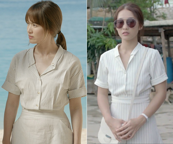Không chỉ gây thất vọng vì sao chép nguyên lời thoại của bản gốc, đội ngũ stylist còn 'bê' nguyên xi những món đồ thời trang giống hệt Song Hye Kyo vào phim.