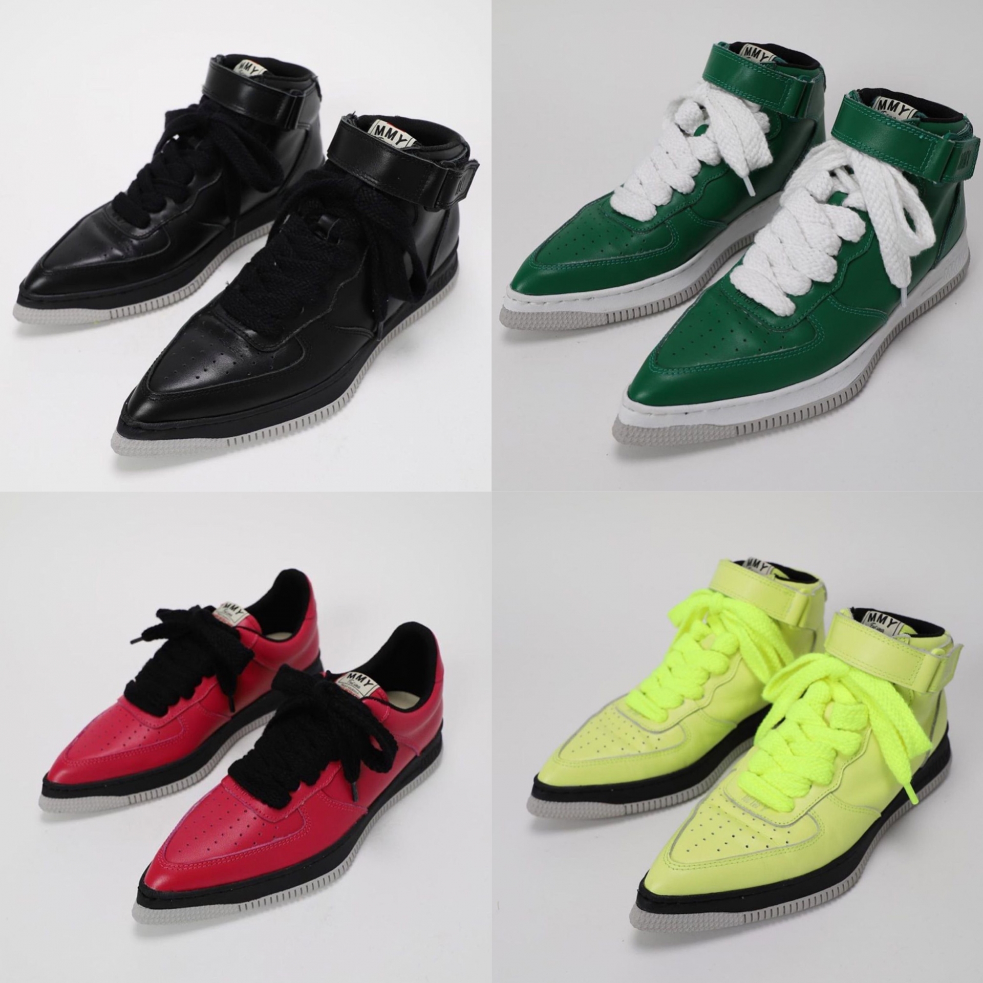 BST này gồm có 5 màu trắng, đen, đỏ, xanh lá cây và xanh neon. Mẫu giày độc đáo của NTK Mihara Yasushino đã bị nhiều người chỉ trích là phiên bản lỗi và 'ăn theo' thiết kế của dòng Nike Air Force.
