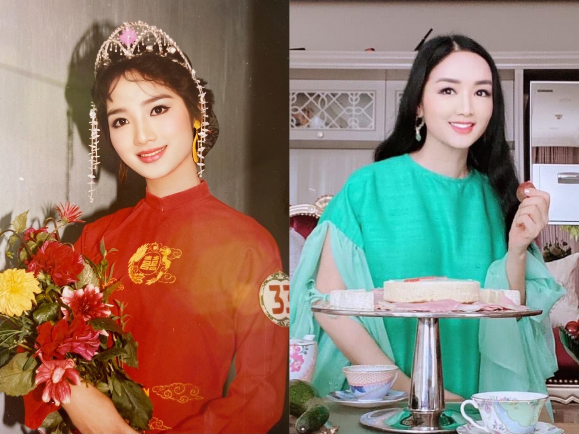 Thời điểm Giáng My đăng quang Hoa hậu Đền Hùng năm 1992 và hiện tại trông chẳng hề khác nhau là bao. Từng đường nét trên khuôn mặt của cô vẫn vô cùng nổi bật và chẳng hề có dấu hiệu lão hoá.