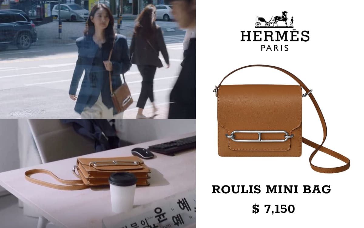 Những chiếc túi Hermes đồng hành cùng Shin Min Ah trong mọi khung hình. Thậm chí cô nàng còn diện hẳn túi Hermes Roulis Mini Bag có giá khoảng 163 triệu khiến dân tình 'hết hồn'.