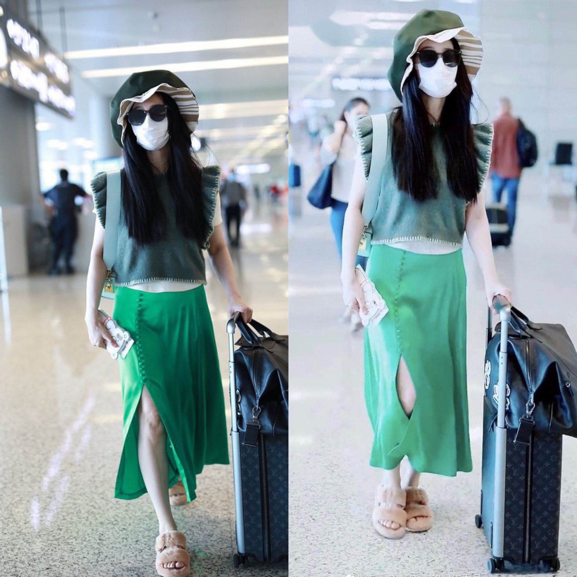 Nhìn lại thời trang sân bay trước đây của người đẹp thì netizen còn ngán ngẩm hơn. Một set đồ gồm rất nhiều item 'lạc quẻ' kết hợp với nhau tạo nên một phong cách thời trang kì lạ và không thể gọi tên.