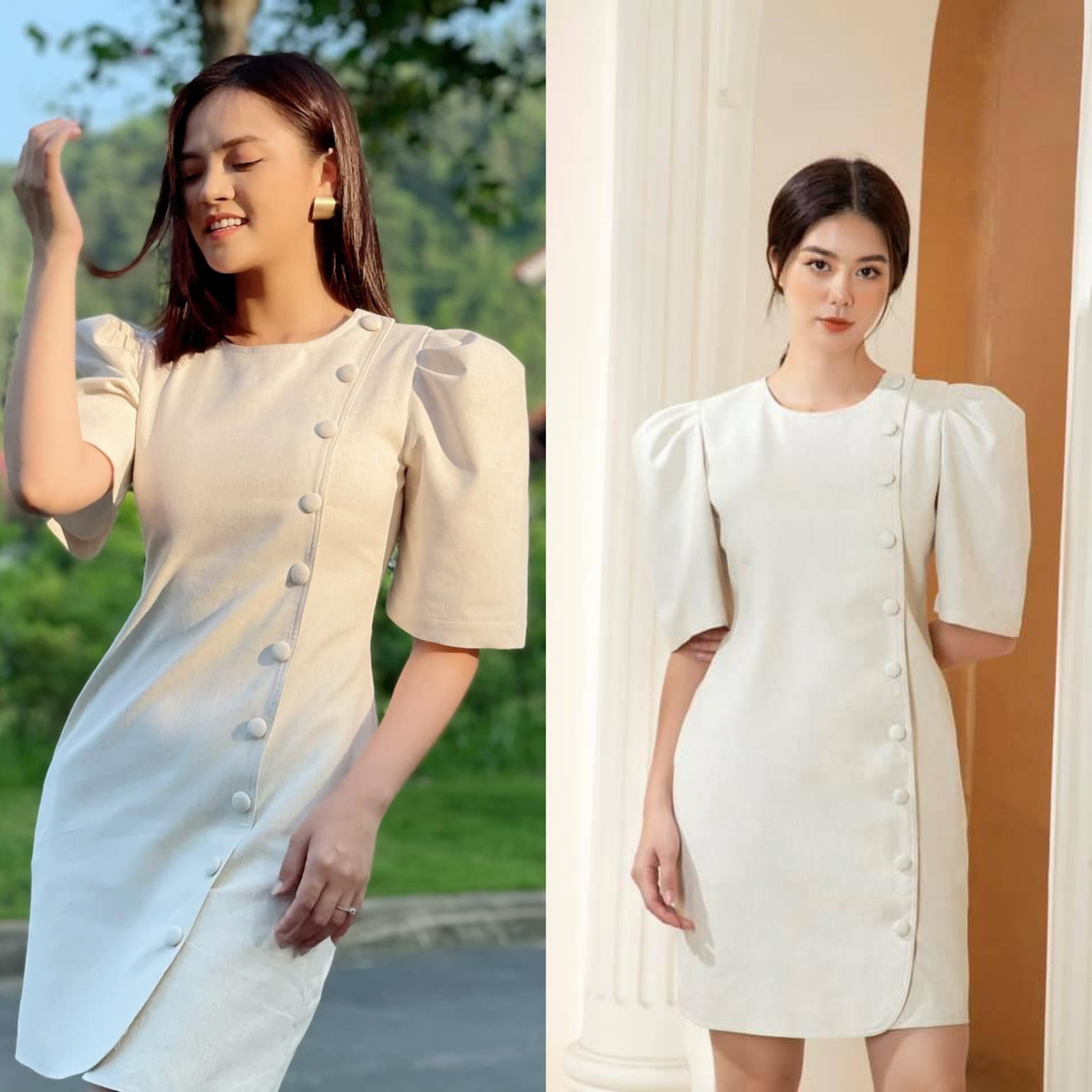 Chiếc váy trắng sang chảnh với phần tay bồng lạ mắt này là một thiết kế của thương hiệu Huyen Chau Nguyen có giá 2,4 triệu đồng. Khi diện lên người Khánh Thy, khán giả còn cho rằng cô nàng trông tinh tế và sang trọng hơn cả người mẫu.