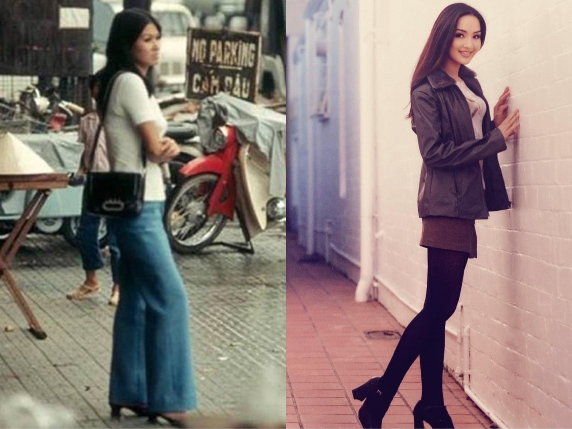 Quần áo denim và áo khoác da là những trang phục được ưa chuộng trong khoảng thời gian 20-30 năm trước. Tuy lựa chọn các item đơn giản nhưng các bậc phụ huynh đã mix and match cực hợp lí để tạo nên những set đồ thời thượng và bắt mắt.
