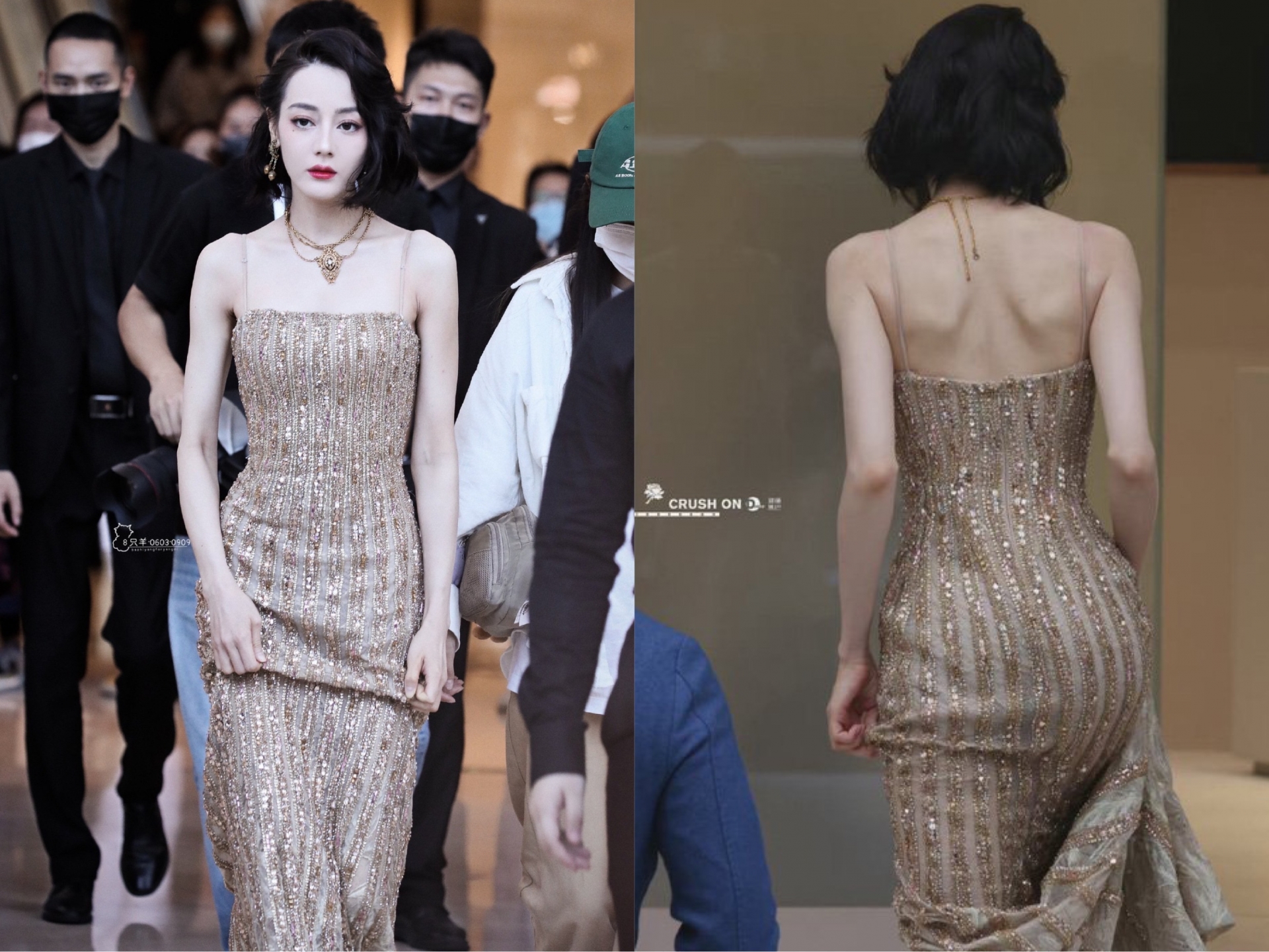Tuy nhiên, netizen cũng tỏ ra vô cùng lo lắng khi Địch Lệ Nhiệt Ba để lộ thân hình gầy gò đến mức báo động. Chiếc váy hai dây đẹp thật nhưng cũng 'tố cáo' phần xương vai nhô cao và cánh tay khẳng khiu của cô nàng.