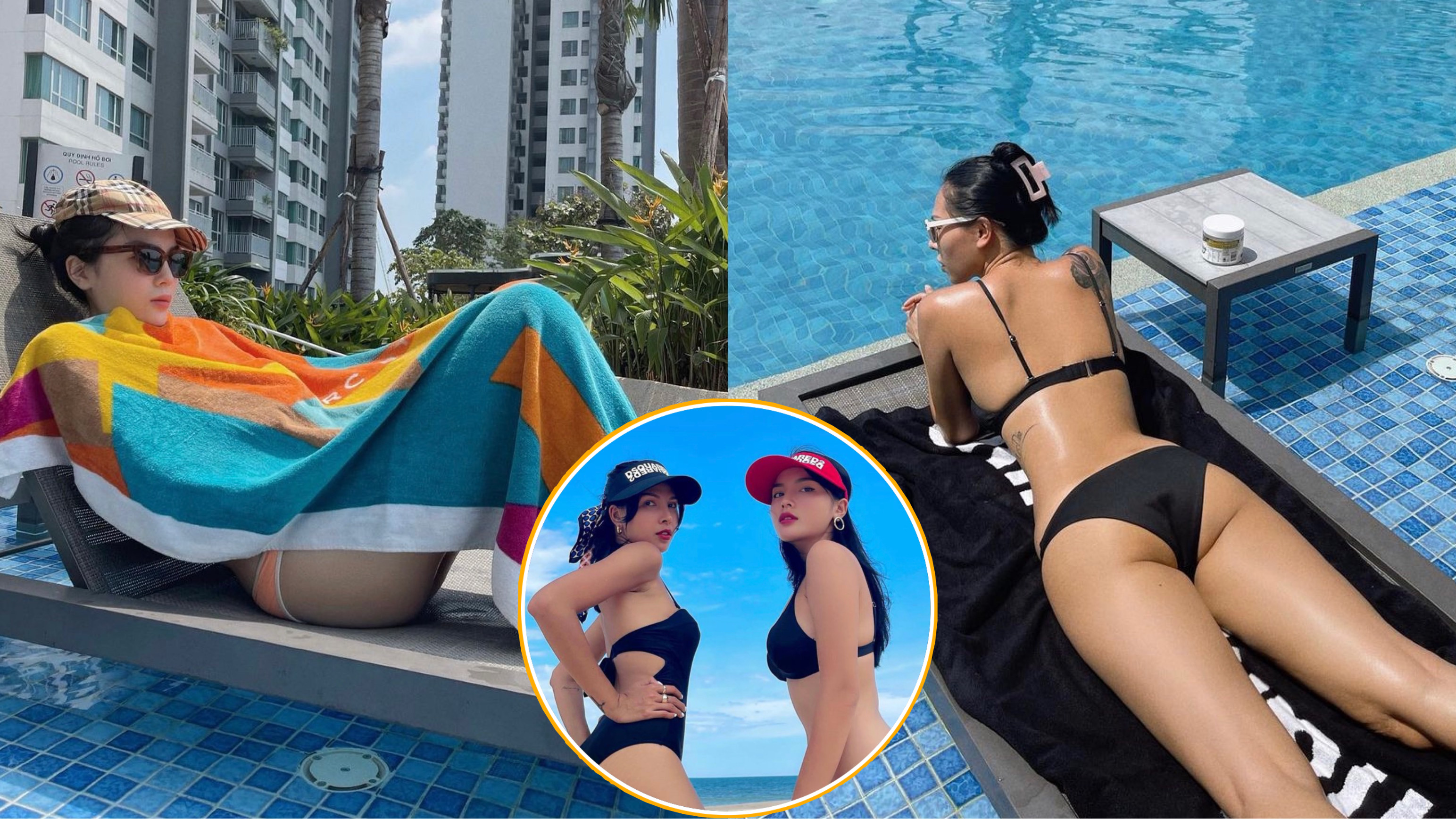 Kỳ Duyên rủ Minh Triệu đi tắm nắng nhưng lại trùm khăn kín mít vì... sợ đen