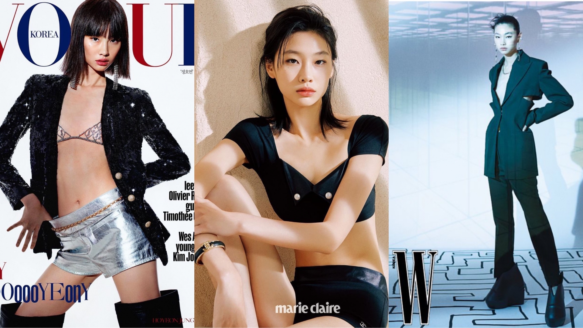 Jung Ho Yeon là gương mặt quen thuộc trên các trang bìa tạp chí thời trang danh tiếng như Vogue, W, Marie Claire, Elle...
