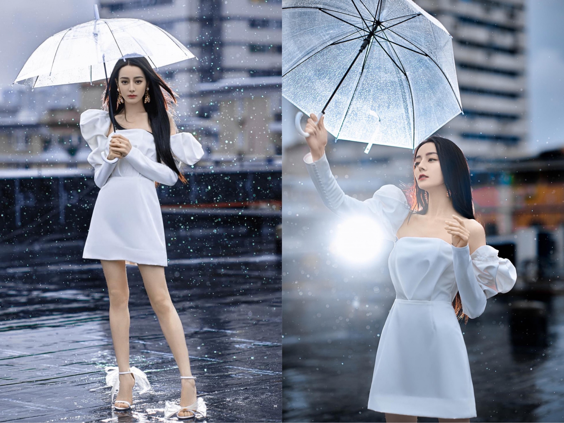 'Em gái mưa' Địch Lệ Nhiệt Ba vẫn 'đốn tim' fan với diện mạo xinh đẹp nhưng chiếc váy trắng tay bồng này lại khiến cô nàng trông cực kì nhỏ bé.