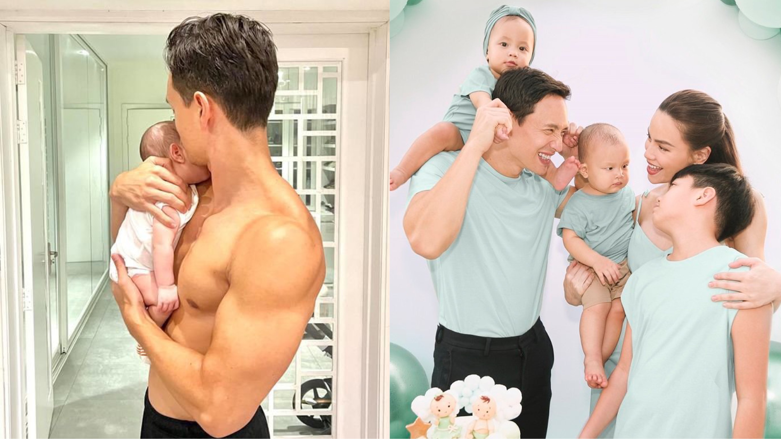 Mừng Lisa - Leon tròn 1 tuổi, "bố bỉm sữa" Kim Lý tạm biệt mốt quần cộc mát mẻ 