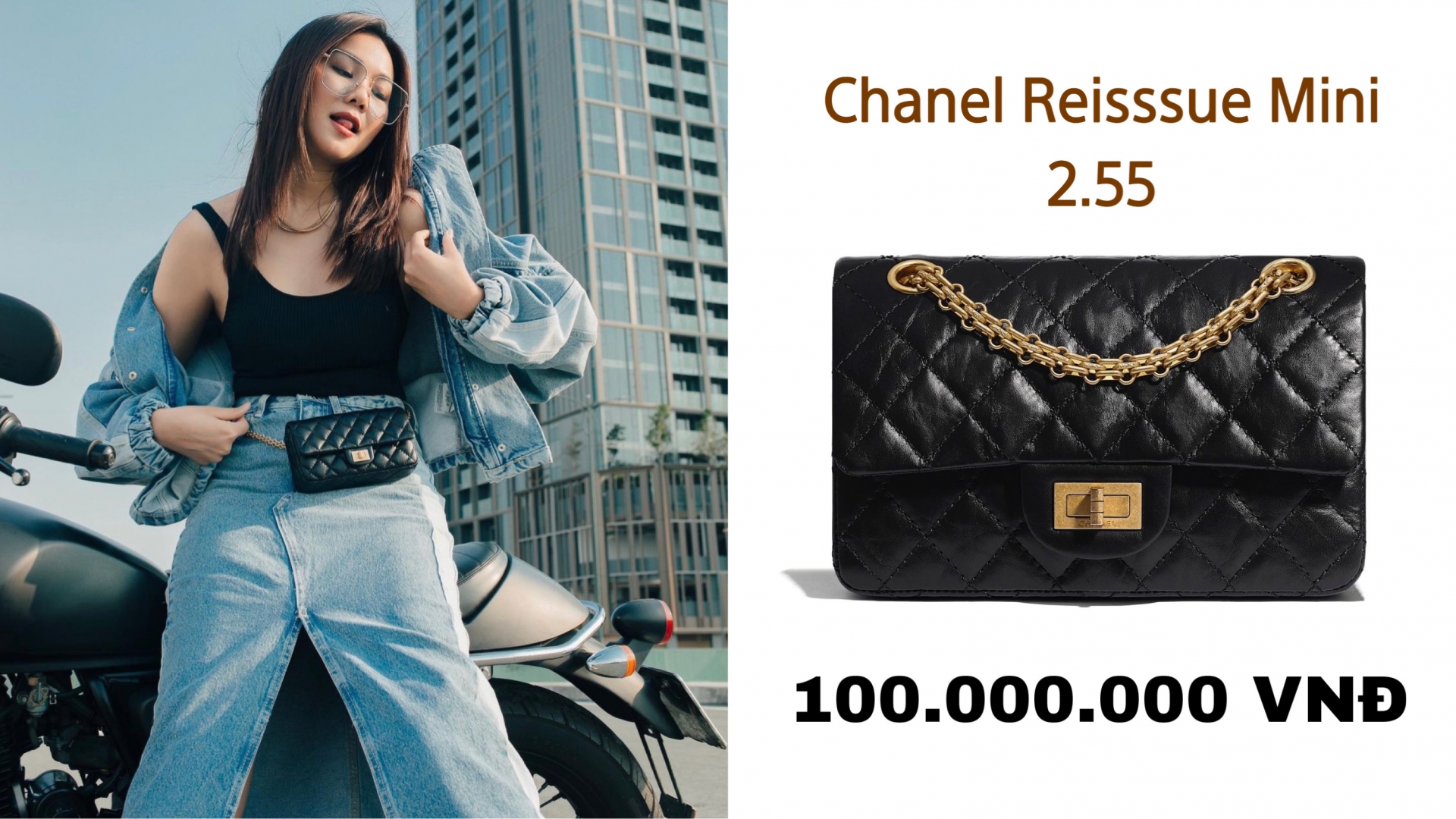 Ngoài những mẫu túi Chanel size to, Thanh Hằng cũng sở hữu những item nhỏ xinh cực hot, điển hình là chiếc Chanel Reissue Mini có giá xấp xỉ 100 triệu này.