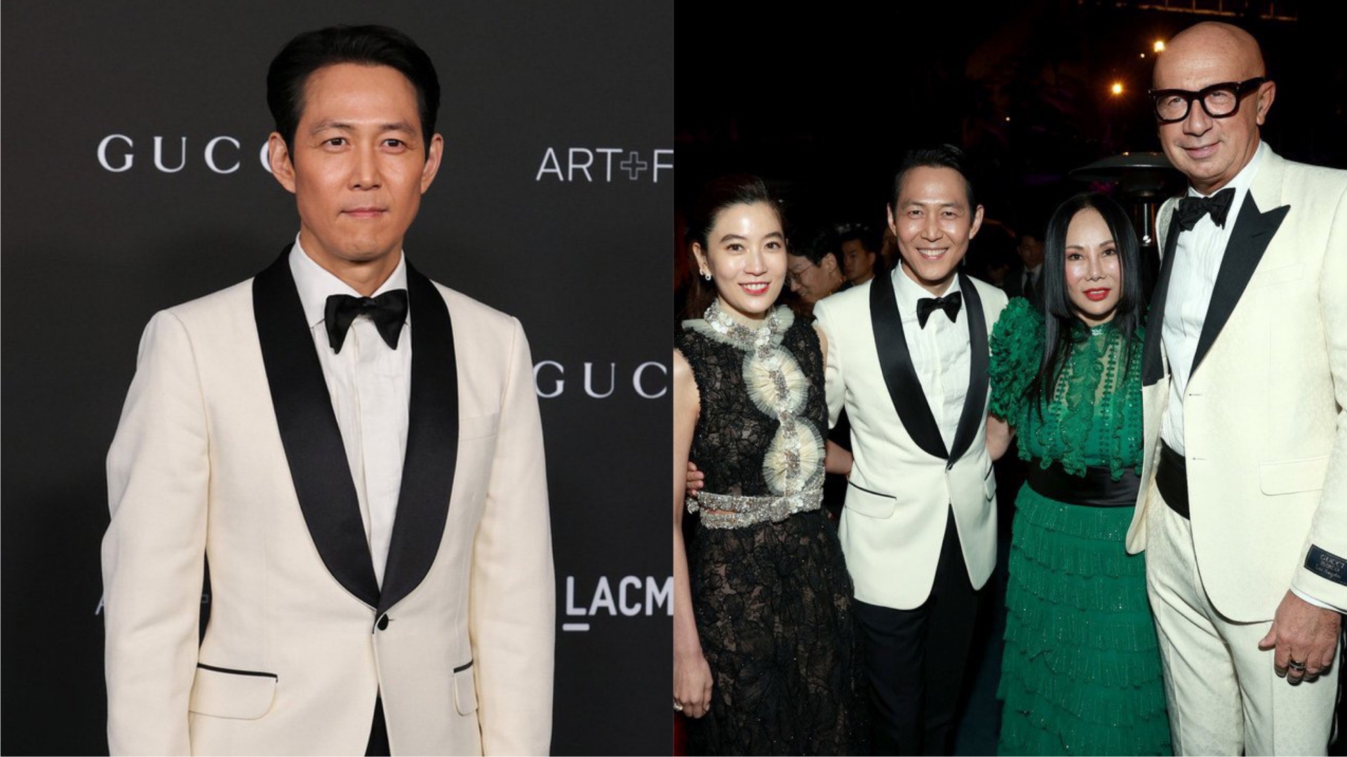 Nam diễn viên Lee Jung Jae xuất hiện trong một bộ suit lịch lãm được tài trợ bởi Gucci và còn chụp ảnh cùng ông Marco Bizzarri - CEO của Gucci.