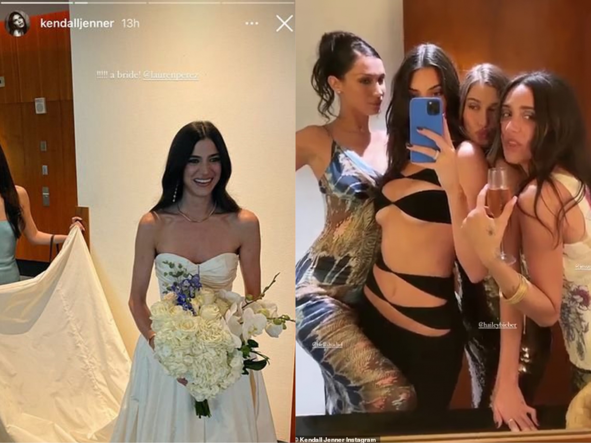 3 nàng IT girl đình đám đã có 1 màn đọ body cực 'gắt' tại đám cưới của bạn thân. Mặc dù đều diện trang phục ôm sát khoe body cực phẩm nhưng bộ váy của Kendall Jenner đã làm lu mờ tất cả.