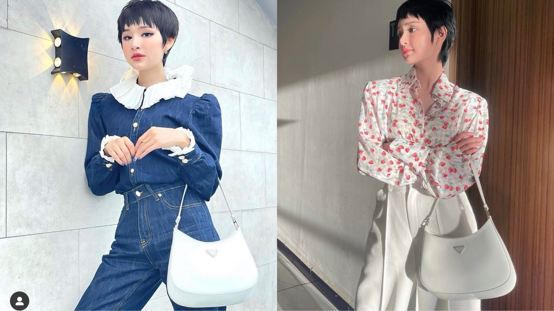 Người đẹp rất yêu thích những mẫu túi shoulder bag thanh lịch và sành điệu của Prada. Chiếc túi Prada Cleo Brushed Leather có giá gần 50 triệu này cũng thường xuyên được Hiền Hồ mix với nhiều kiểu trang phục.