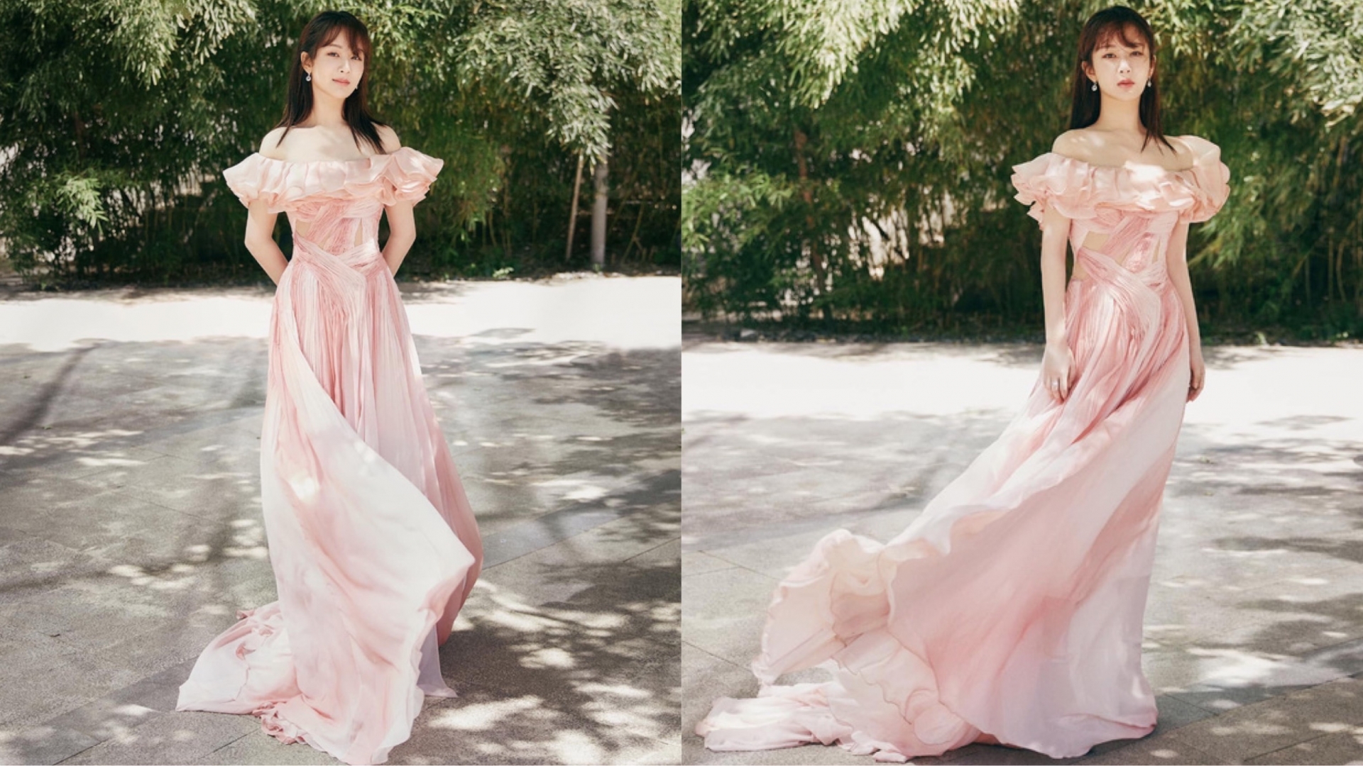 Trong loạt ảnh studio trước sự kiện, Dương Tử thực sự xinh đẹp và quyến rũ trong chiếc đầm màu hồng thướt tha của NTK Công Trí. Thậm chí nhiều người còn bình luận rằng cô nàng đã 'rửa phèn' thành công.