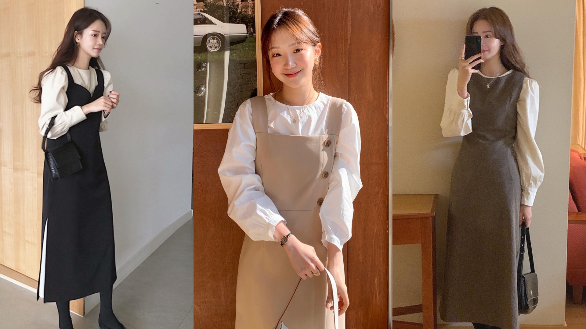 Một set đồ gồm váy gile dáng dài và áo sơmi hoặc áo blouse sẽ giúp các nàng F5 style công sở vừa xinh xắn lại vừa trẻ trung và thanh lịch y như gái Hàn.