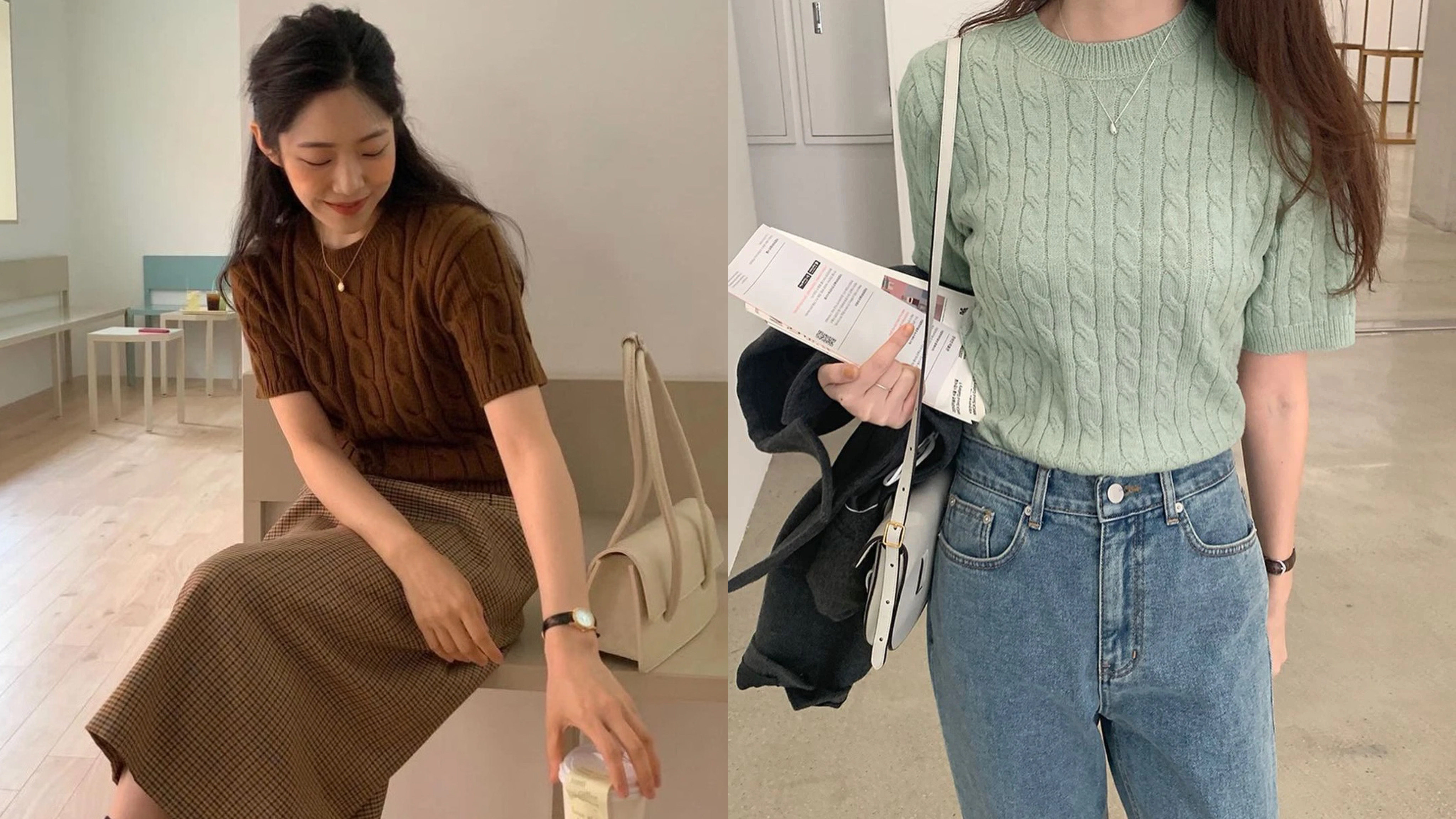 Gái Hàn có 4 cách diện áo len cộc tay xinh xuất sắc, các nàng học theo đảm bảo style chuẩn nàng thơ