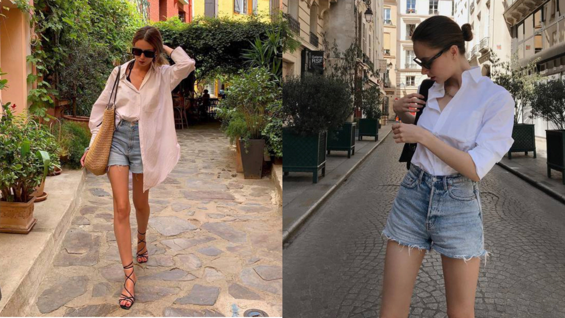 Quần short jeans và áo sơ mi là combo thời trang vừa cá tính lại vừa thanh lịch đến từ các cô nàng nước Pháp. Việc kết hợp cùng áo sơ mi khiến chiếc quần jeans bụi bặm trở nên thanh lịch hơn hẳn.
