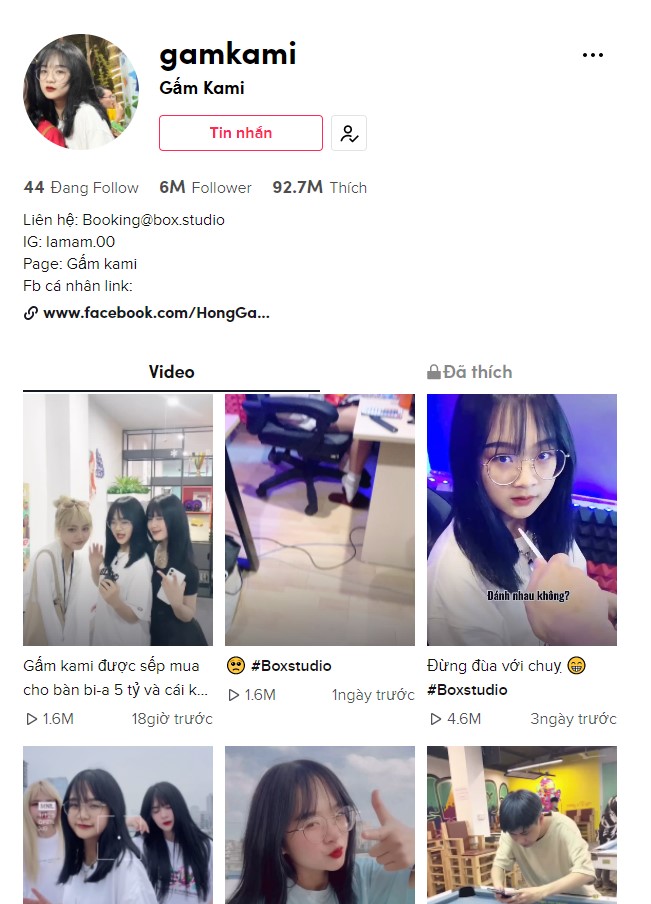 Gấm Kami đã cán mốc 6 triệu follows TikTok sau 20 ngày.