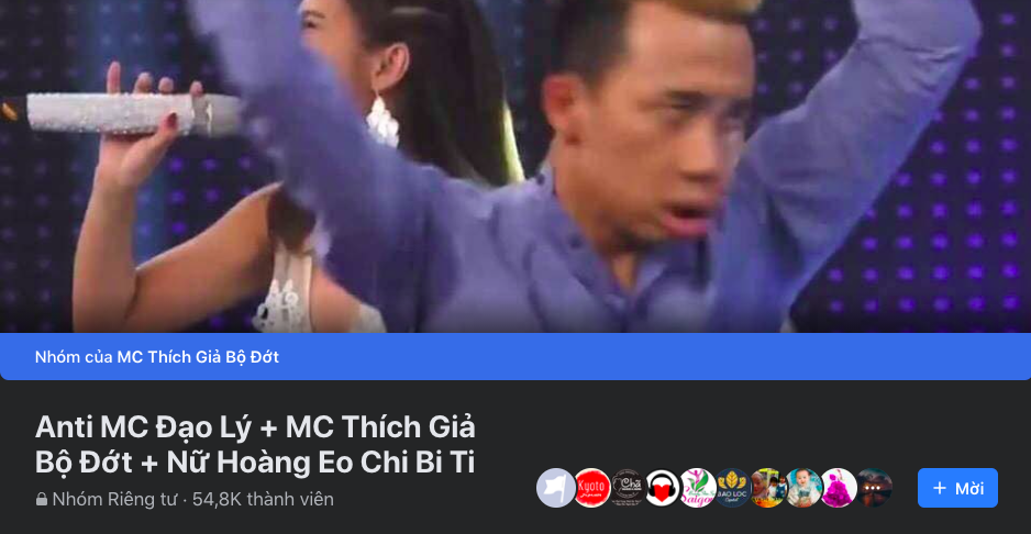 Group 'Anti MC Đạo Lý + MC Thích Giả Bộ Đớt + Nữ Hoàng Eo Chi Bi Ti' hiện đã có gần 55,000 người tham gia và đang tiếp tục tăng lên rất nhanh. 