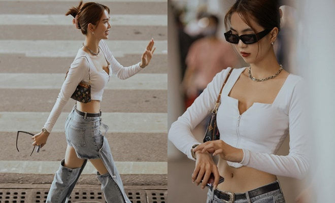 Ngọc Trinh “cân” mọi phong cách thời trang sân bay - Ảnh 7