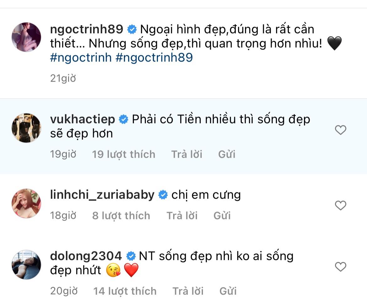 Ngọc Trinh nói sống đẹp quan trọng, Vũ Khắc Tiệp liền đáp có tiền nhiều sống đẹp sẽ đẹp hơn - Ảnh 1