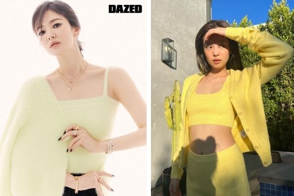 Song Hye Kyo đụng hàng áo len croptop với Jennie: Hơn kém 20 tuổi có tạo nên khoảng cách?