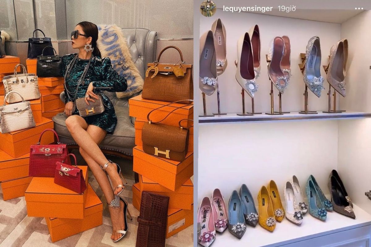 Vừa vào biệt thự mới, Lệ Quyên đã khoe tủ giày chất đống như cửa hàng