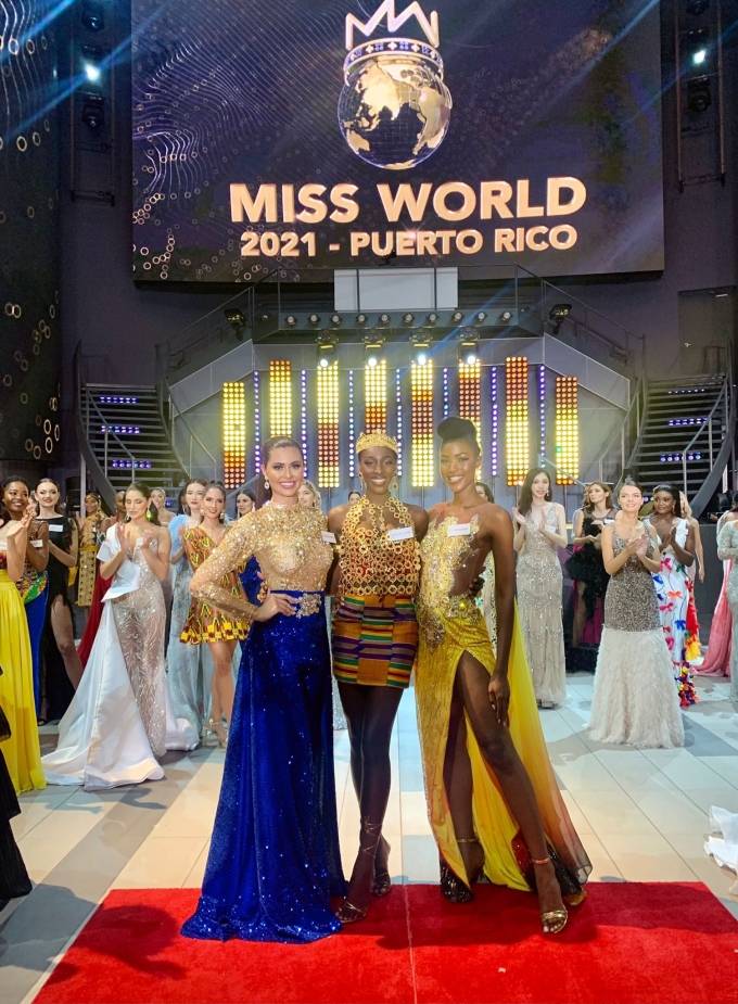 3 người đẹp đạt thứ hạng cao nhất trong phần thi Top Model Miss World 2021. Lần lượt là Puerto Rico, Bờ Biển Ngà, Cameroon (từ trái qua).