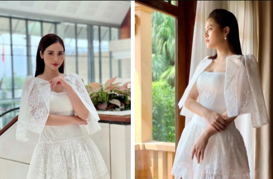 Khi cùng diện chiếc váy ren trắng, cả Huyền Lizzie và Thu Quỳnh đều đẹp bất phân thắng bại.