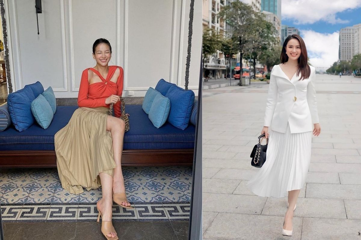 Học các mỹ nhân Việt diện chân váy xếp ly "bao đẹp, bao xinh" trước thềm năm mới