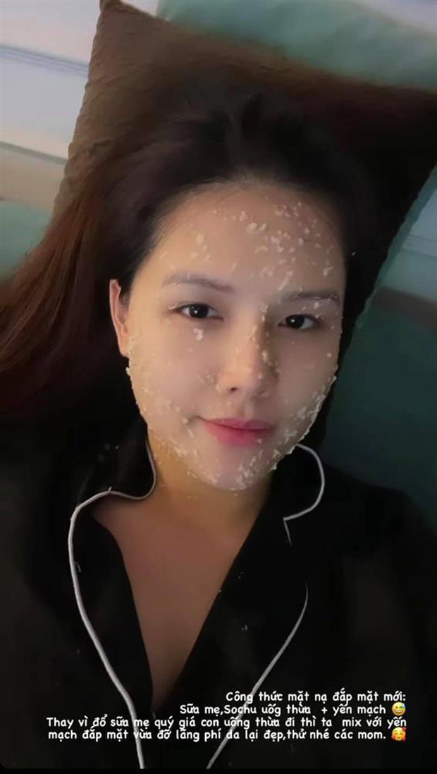 Nàng dâu hào môn Phanh Lee lại tận dụng sữa mẹ để đắp mặt nạ cho da.