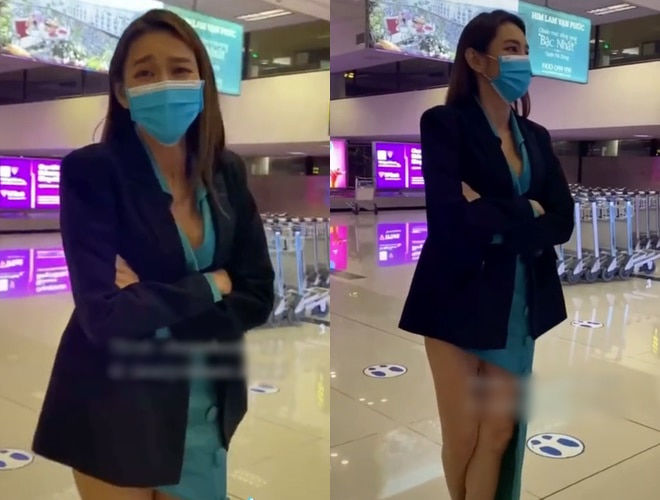 Khi hạ cánh xuống sân bay, Thùy Tiên đã biết thế nào là mùa đông Hà Nội, cô phải mặc thêm áo và liên tục kêu rét.
