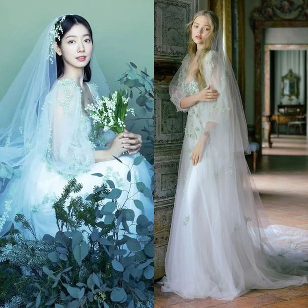 Park Shin Hye cũng khéo léo set up backgroup hoa lá cây cỏ và kết hợp với cài tóc, hoa cầm tay màu trắng, tôn lên nhan sắc hút hồn.