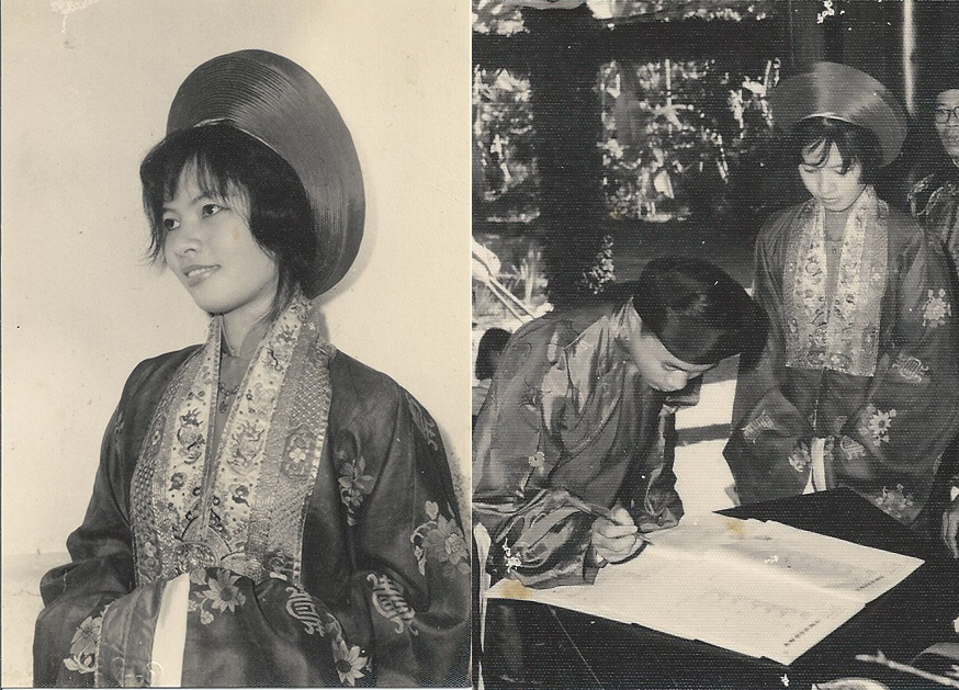 Cuối thời Nguyễn, áo cưới Nhật Bình được nhiều nhà khá giả lựa chọn.