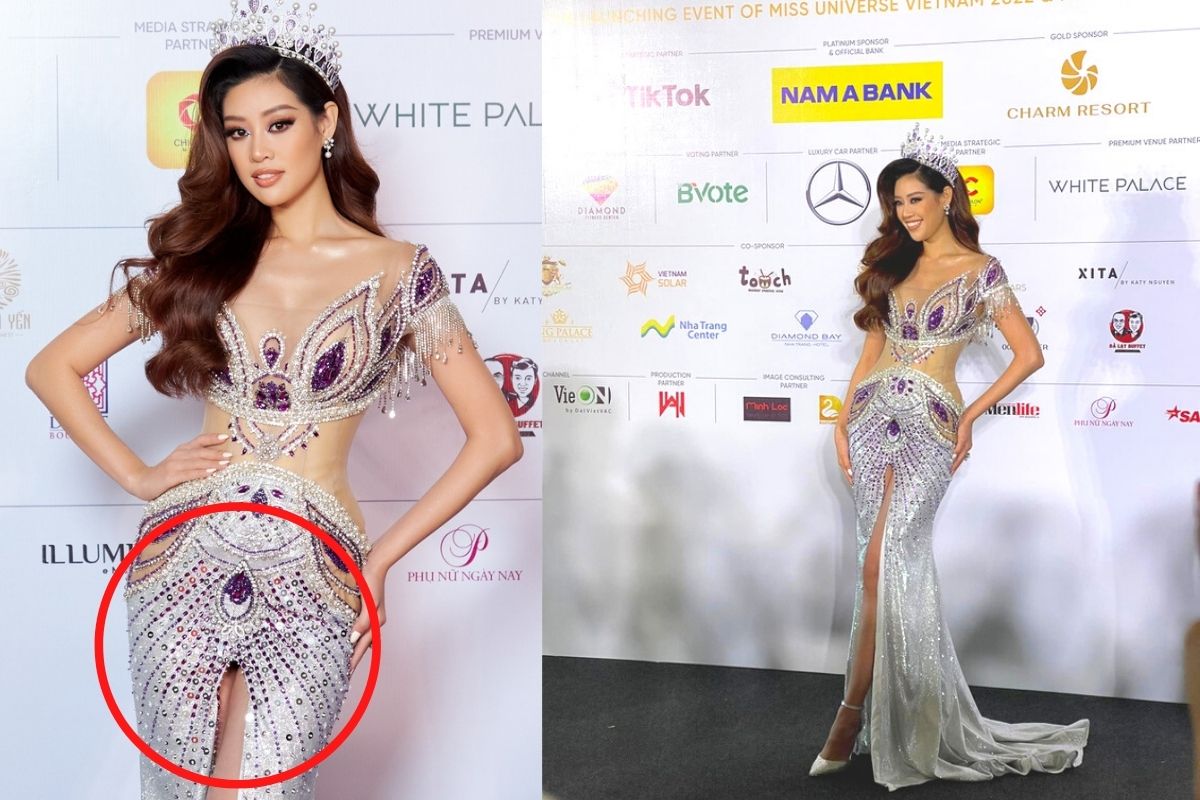 Hoa hậu Khánh Vân diện thiết kế váy xẻ cao đúng vị trí nhạy cảm chiếm hết spotlight của đàn em