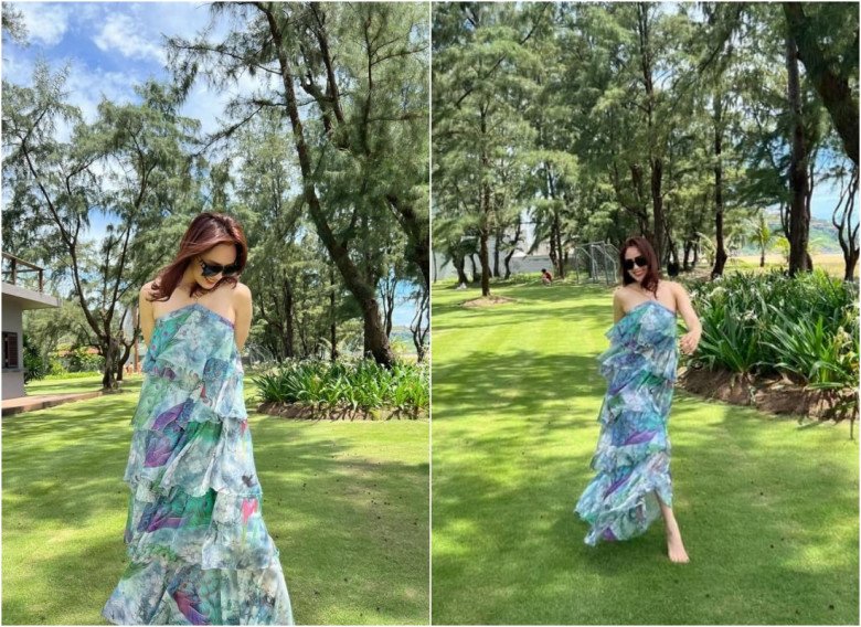 Hồng Diễm cứ đi biển là mang cả vali váy điệu đà - Ảnh 2