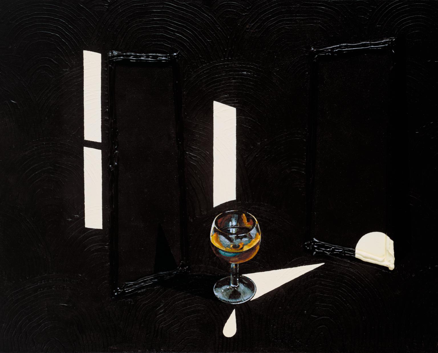  Second Glass of Whisky (1992), tranh acrylic trên canvas của Patrick Caulfield