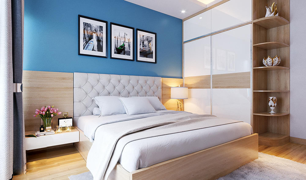  Không gian nội thất phòng ngủ được thiết kế đầy đủ ánh sáng.
