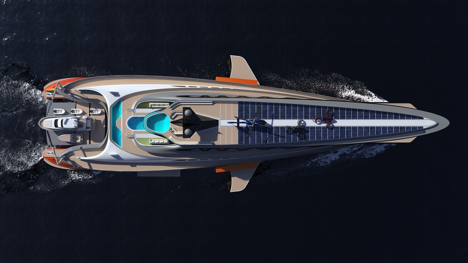 Siêu du thuyền thiết kế mô phỏng 'cá mập' có tên Prodigium được ra mắt bởi hãng thiết kế Lazzarini Design Studio.
