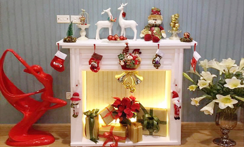 Học mẹ Việt làm lò sưởi bằng… xốp để trang trí Giáng sinh"không đụng hàng"