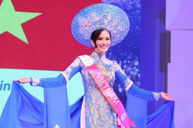 Nhan sắc người mẫu Diệu Linh trong cuộc thi Hoa hậu Du lịch Quốc tế.