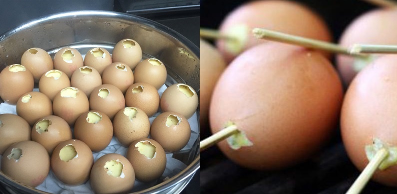 Hấp trứng trước sẽ giúp hỗn hợp đều hơn, tránh được việc nổ trứng trong khi nướng.